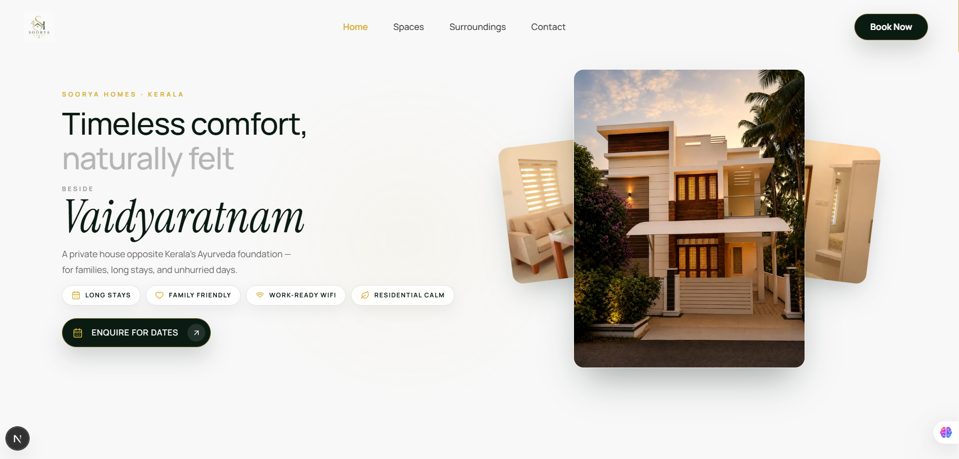 Soorya Homes: Timeless comfort, naturally felt.